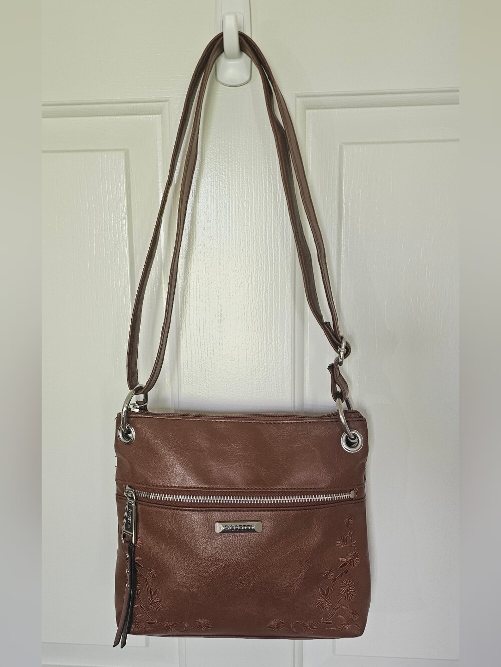 Rosetti Brown Floral Embossed Crossbody Bag NWT Condition